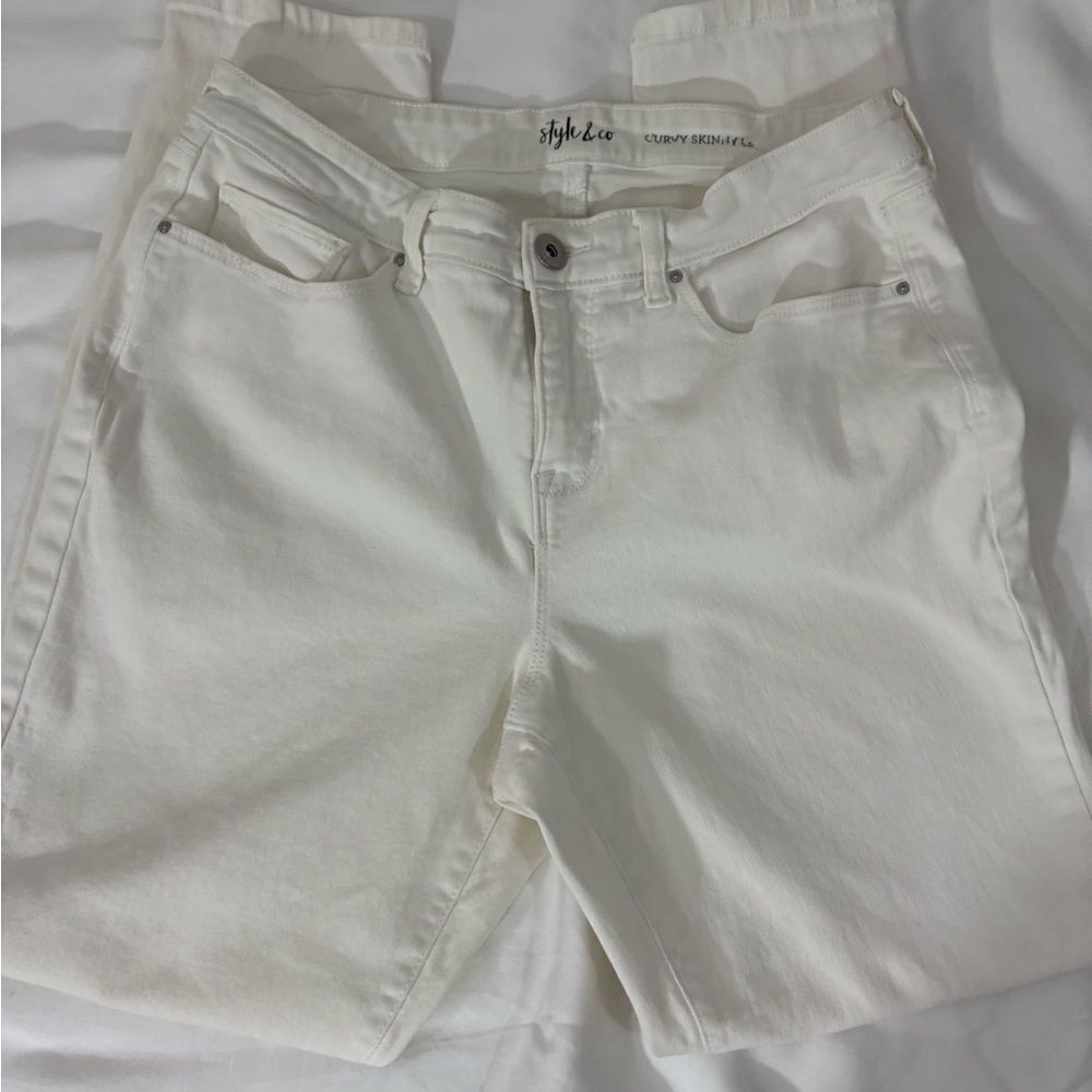 Style & Co Curvy Skinny Leg White Jeans